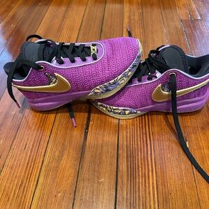 LeBron Pink Diamond Collection: Purple and Gold Nike Sneakers